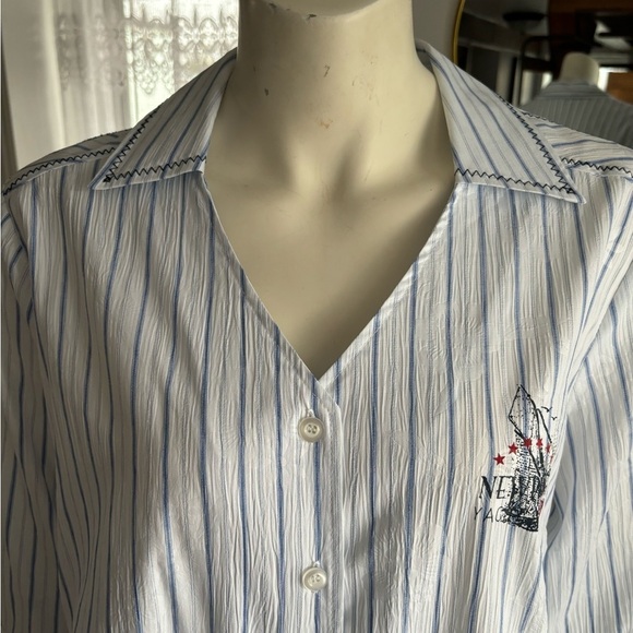 Claire France Nautical Button Blouse Size 1X - Picture 3 of 6